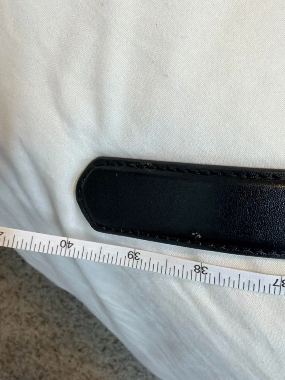 Classic Black Leather Belt with Polished Silver Buckle ~100cm